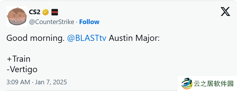 奥斯汀Major将用Train替代Vertigo加入地图池