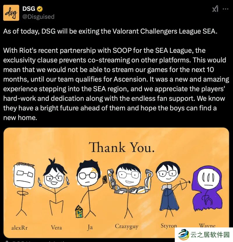 东南亚挑战者联赛DSG官宣：由于比赛无法直播，决定退出联赛